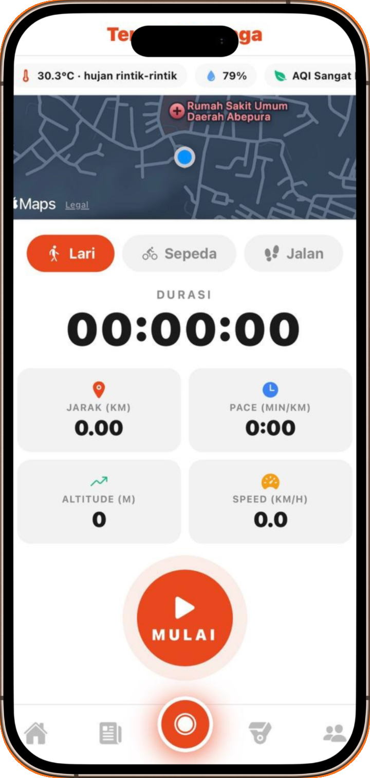 Jetamee activity tracking screen